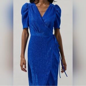 Sugarlips Blue Shimmer Wrap Dress